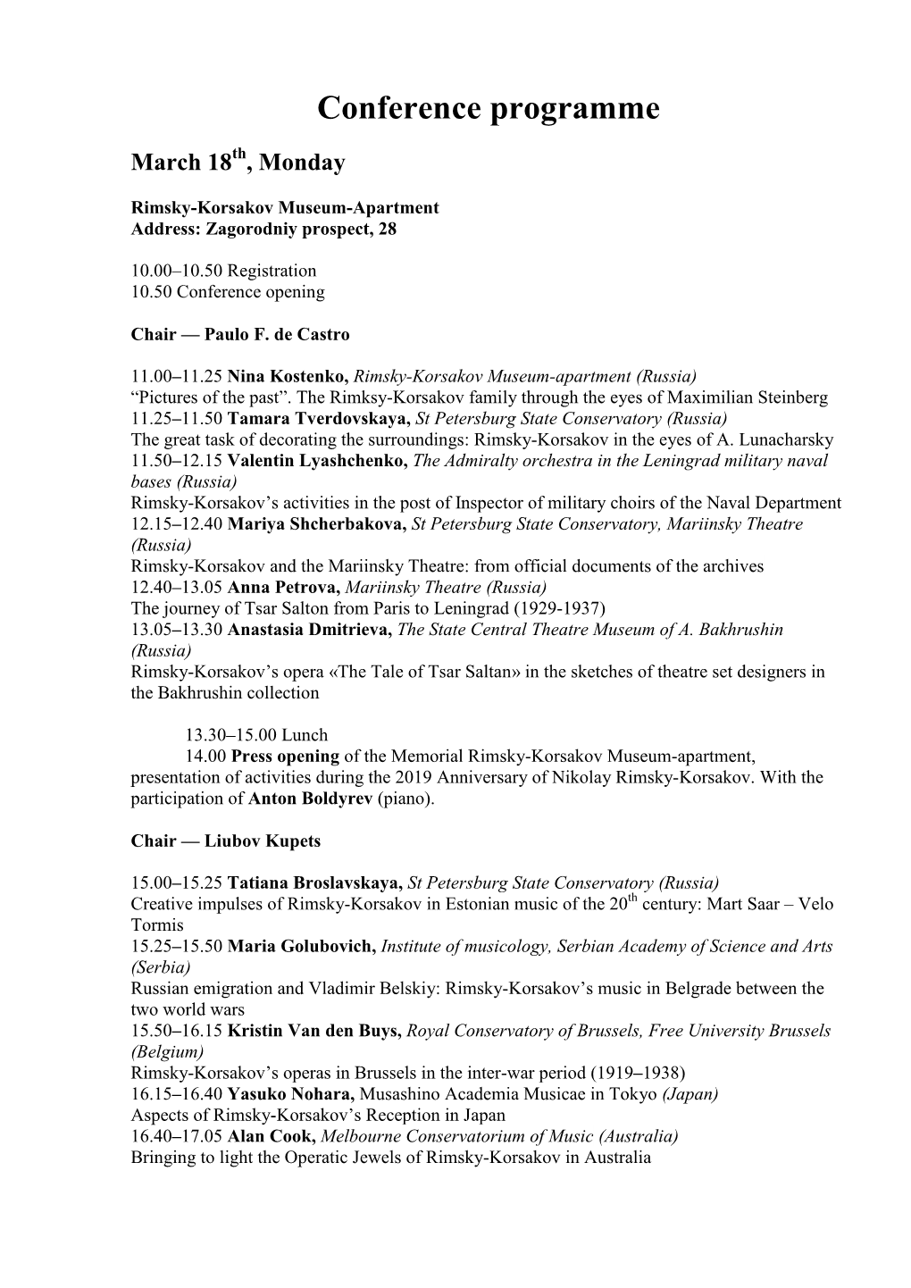 Conference Programme