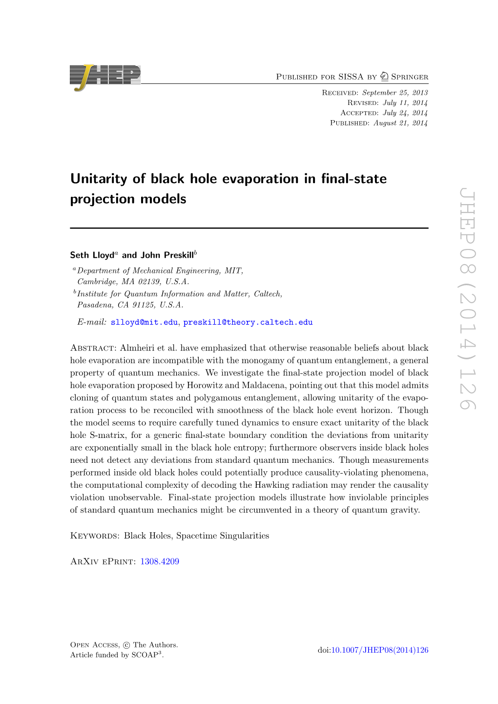 Unitarity of Black Hole Evaporation in Final-State Projection Models