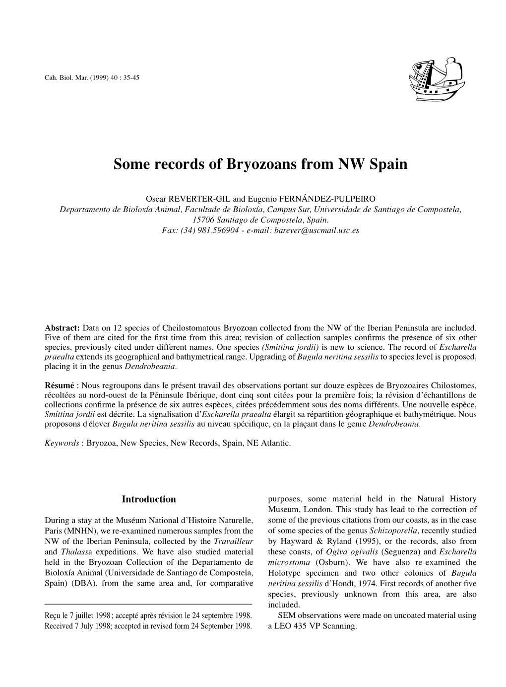 Some Records of Bryozoans from NW Spain