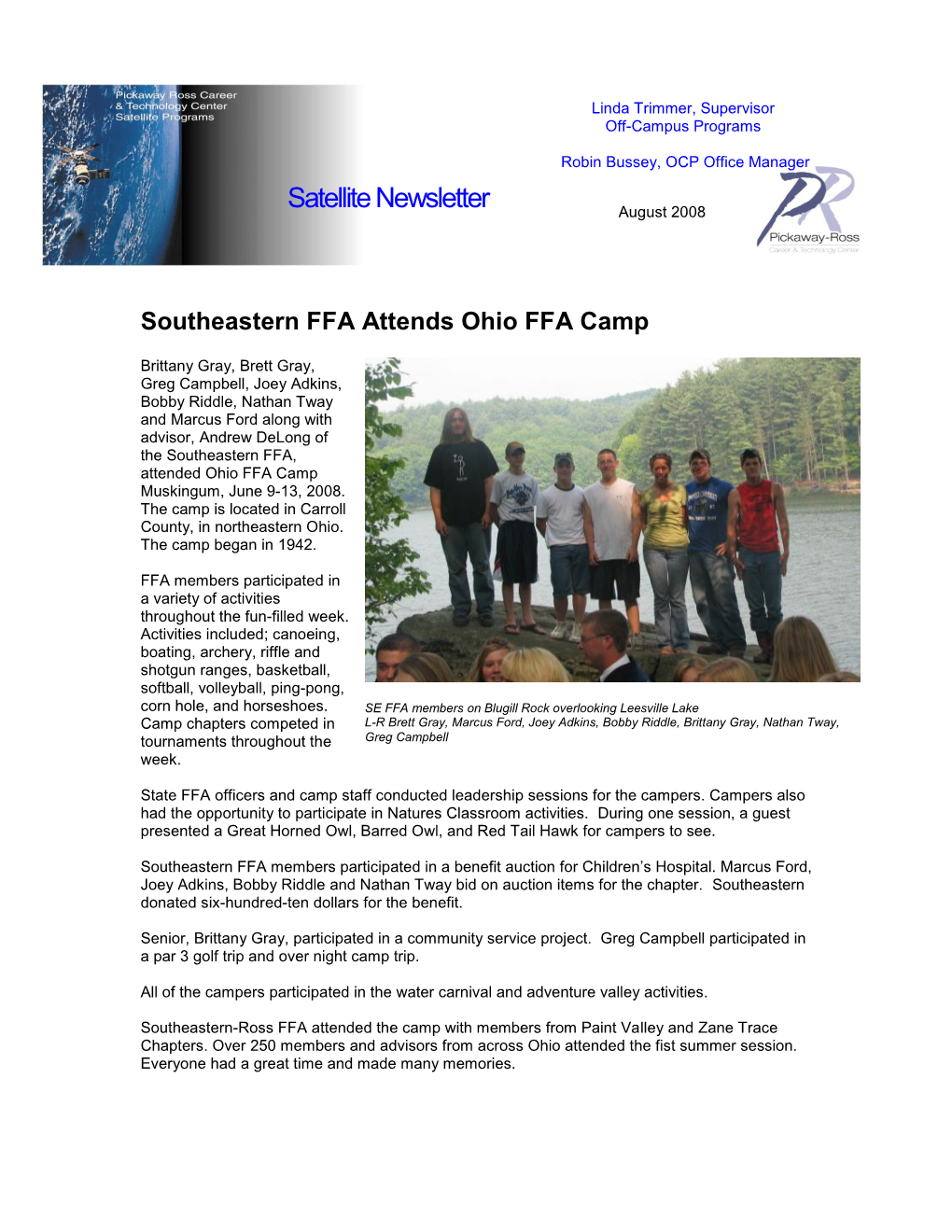 Satellite Newsletter August 2008