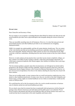 Letter to Rt Hon Rishi Sunak MP