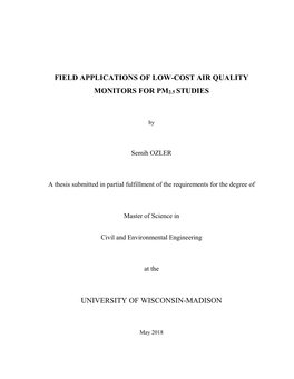 Field Applications of Low-Cost Air Quality