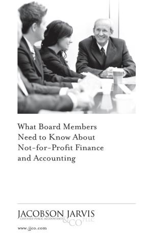What Board Members Need to Know About Not-For-Profit Finance and Accounting