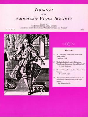 Journal of the American Viola Society Volume 17 No. 1, 2001