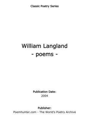 William Langland - Poems