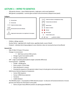 Lecture 1 – Intro to Genetics