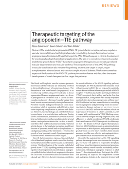 Therapeutic Targeting of the Angiopoietin–TIE Pathway