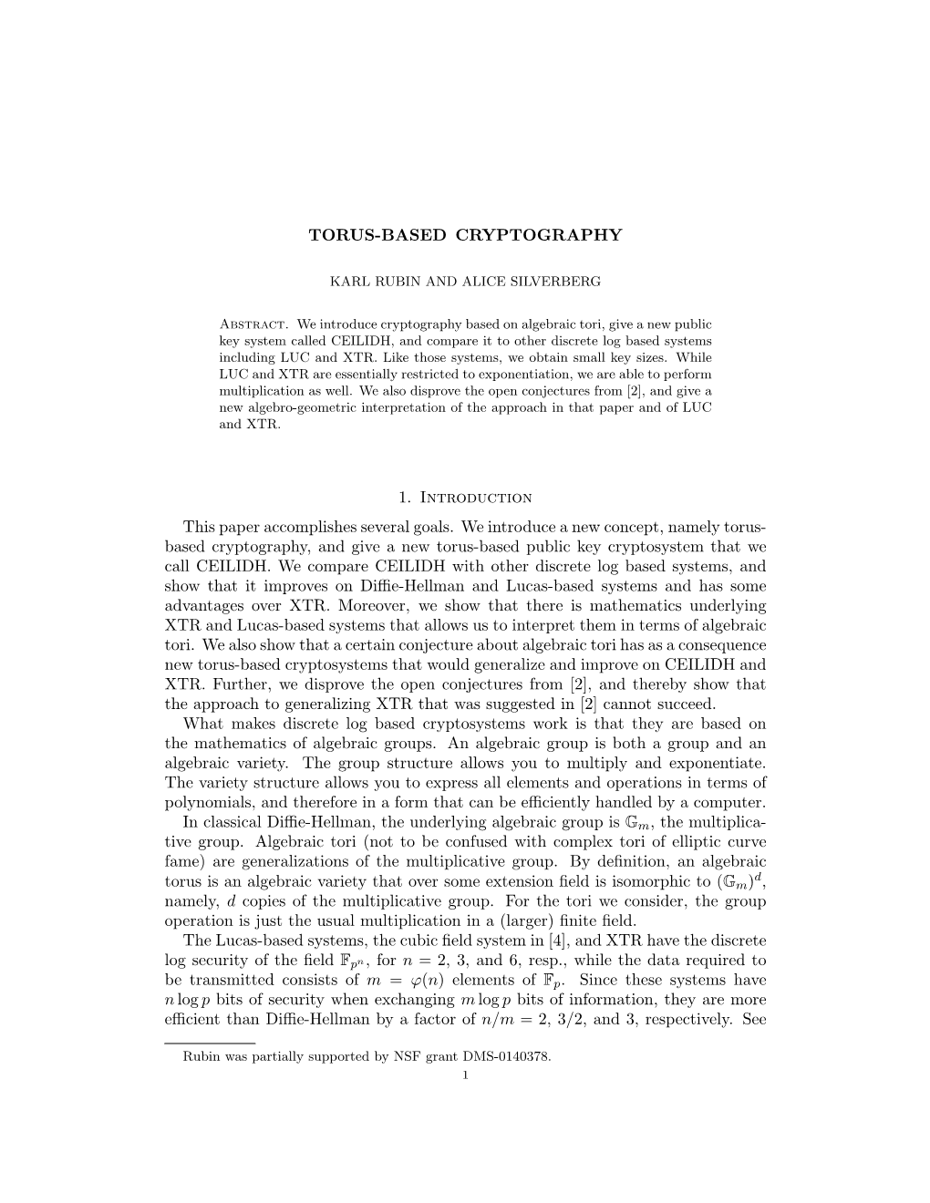 Torus-Based Cryptography 11