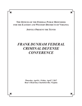Frank Dunham Federal Criminal Defense Conference