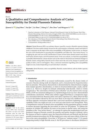 A Qualitative and Comprehensive Analysis of Caries Susceptibility for Dental Fluorosis Patients