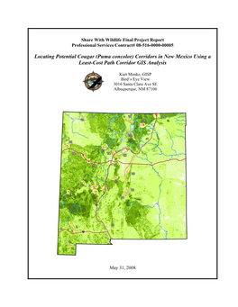 Locating Potential Cougar (Puma Concolor) Corridors in New Mexico Using a Least-Cost Path Corridor GIS Analysis
