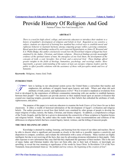 Provide History of Religion and God Nicholas P