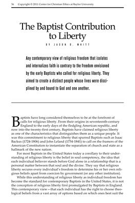 The Baptist Contribution to Liberty by Jason D