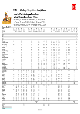 KBS 703 Offenburg – Freiburg – Müllheim – Basel/Mulhouse – Ausfall Und Ersatz Offenburg   Emmendingen – Spätere Fahrzeiten Emmendingen  Offenburg – Von Samstag, 21