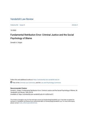 Criminal Justice and the Social Psychology of Blame