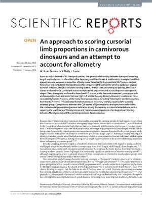 An Approach to Scoring Cursorial Limb Proportions in Carnivorous