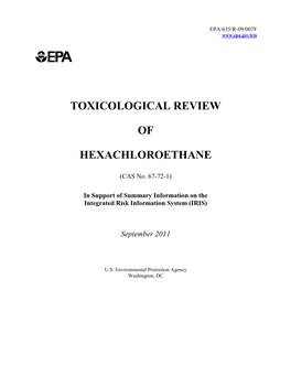 Toxicological Review of Hexachloroethane (PDF)