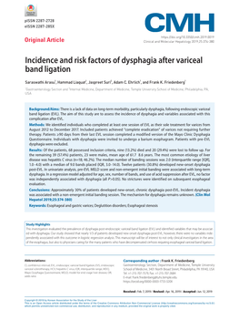 Incidence and Risk Factors of Dysphagia After Variceal Band Ligation