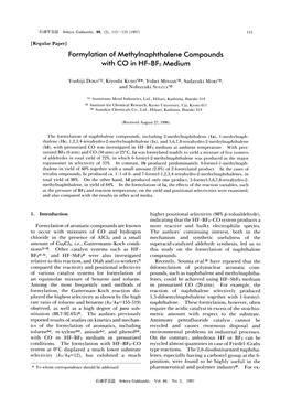 [Regular Paper] Formylation of Methylnaphthalene Compounds with CO in HF-BF3 Medium