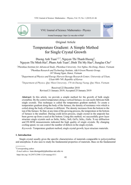 Temperature Gradient: a Simple Method for Single Crystal Growth