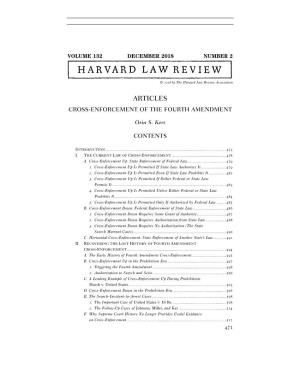 Articles Cross-Enforcement of the Fourth Amendment