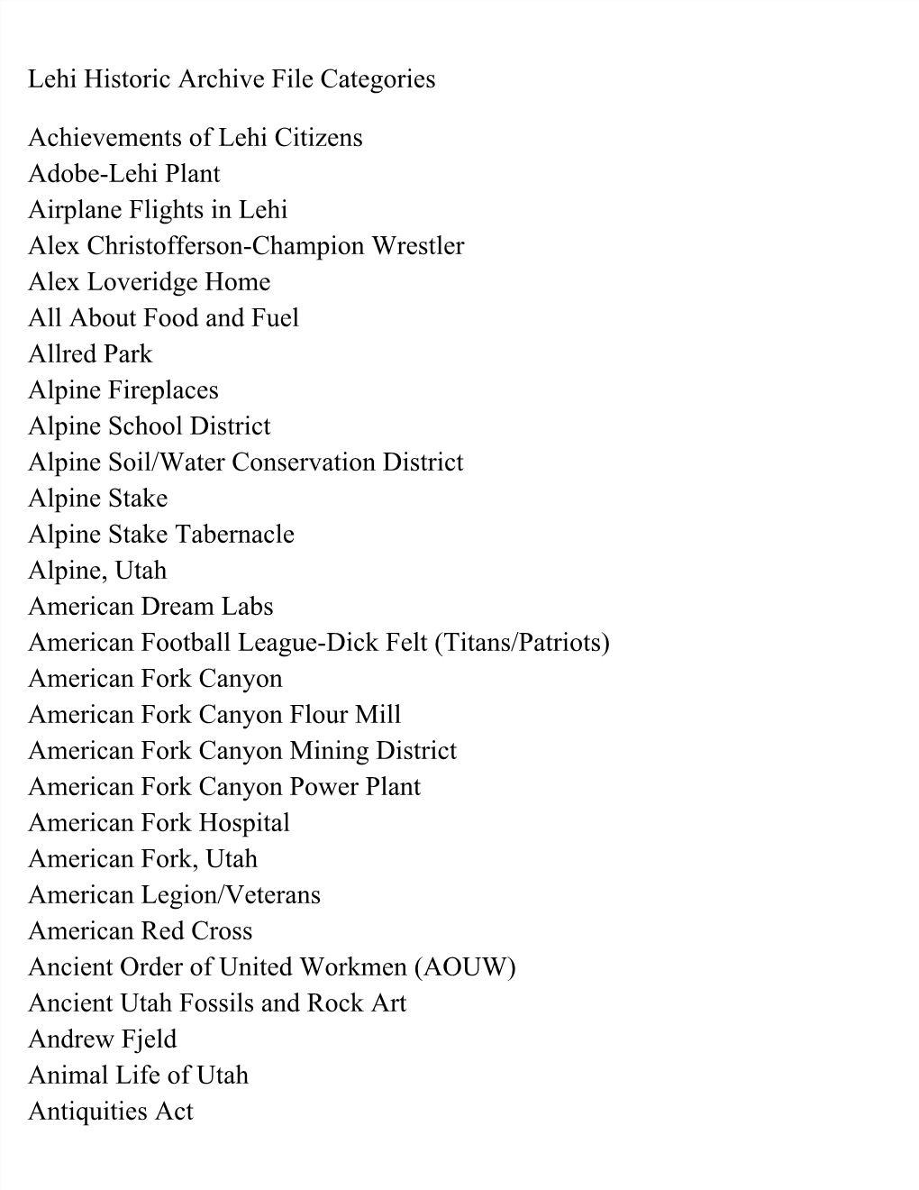 Lehi Historic Archive File Categories Achievements of Lehi