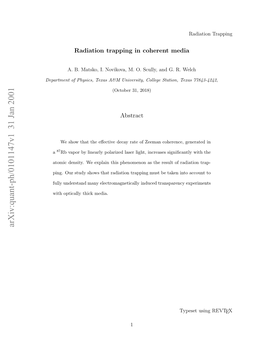 Radiation Trapping in Coherent Media