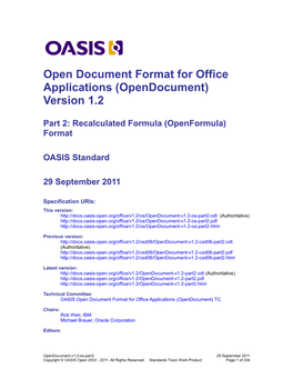 Open Document Format for Office Applications (Opendocument) Version 1.2