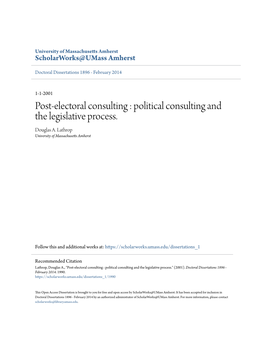Political Consulting and the Legislative Process. Douglas A