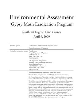 Environmental Assessment, Gypsy Moth Eradication Program Southeast Eugene, Lane County, USDA-Animal and Plant Health Inspection