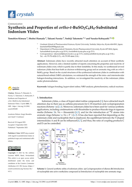 Synthesis and Properties of Ortho-T-Buso2c6h4-Substituted Iodonium Ylides