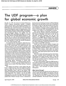 The UDF Program—A Plan for Global Economic Growth