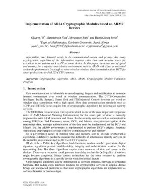 Implementation of ARIA Cryptographic Modules Based on ARM9 Devices