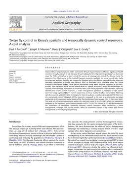 Tsetse Fly Control in Kenya&#X2019