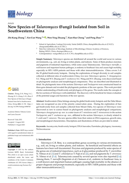 New Species of Talaromyces (Fungi) Isolated from Soil in Southwestern China