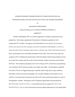 Lower Extremity Biomechanics in Those with Patellar