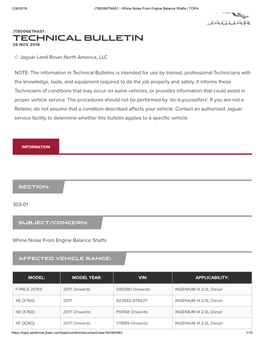 Technical Bulletin 26 Nov 2018