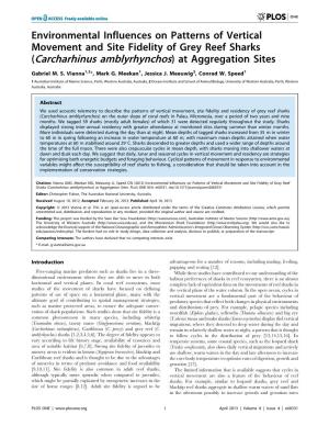 (Carcharhinus Amblyrhynchos) at Aggregation Sites