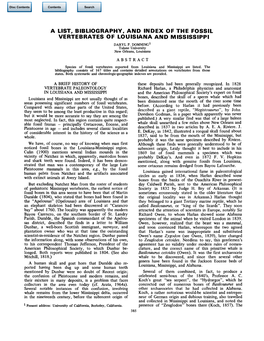 A List, Bibliography, and Index of the Fossil Vertebrates of Louisiana and Mississippi Daryl P