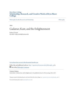 Gadamer, Kant, and the Enlightenment Robert J