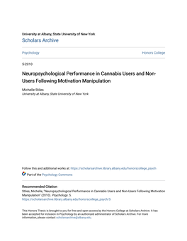 Neuropsychological Performance in Cannabis Users and Non-Users Following Motivation Manipulation" (2010)