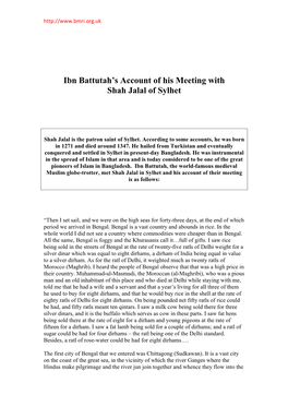 Ibn Battutah's Meeting with Shah Jalal