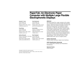 Papertab: an Electronic Paper Computer with Multiple Large Flexible Electrophoretic Displays