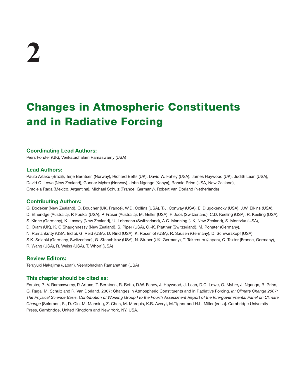 Changes in Atmospheric Constituents and in Radiative Forcing