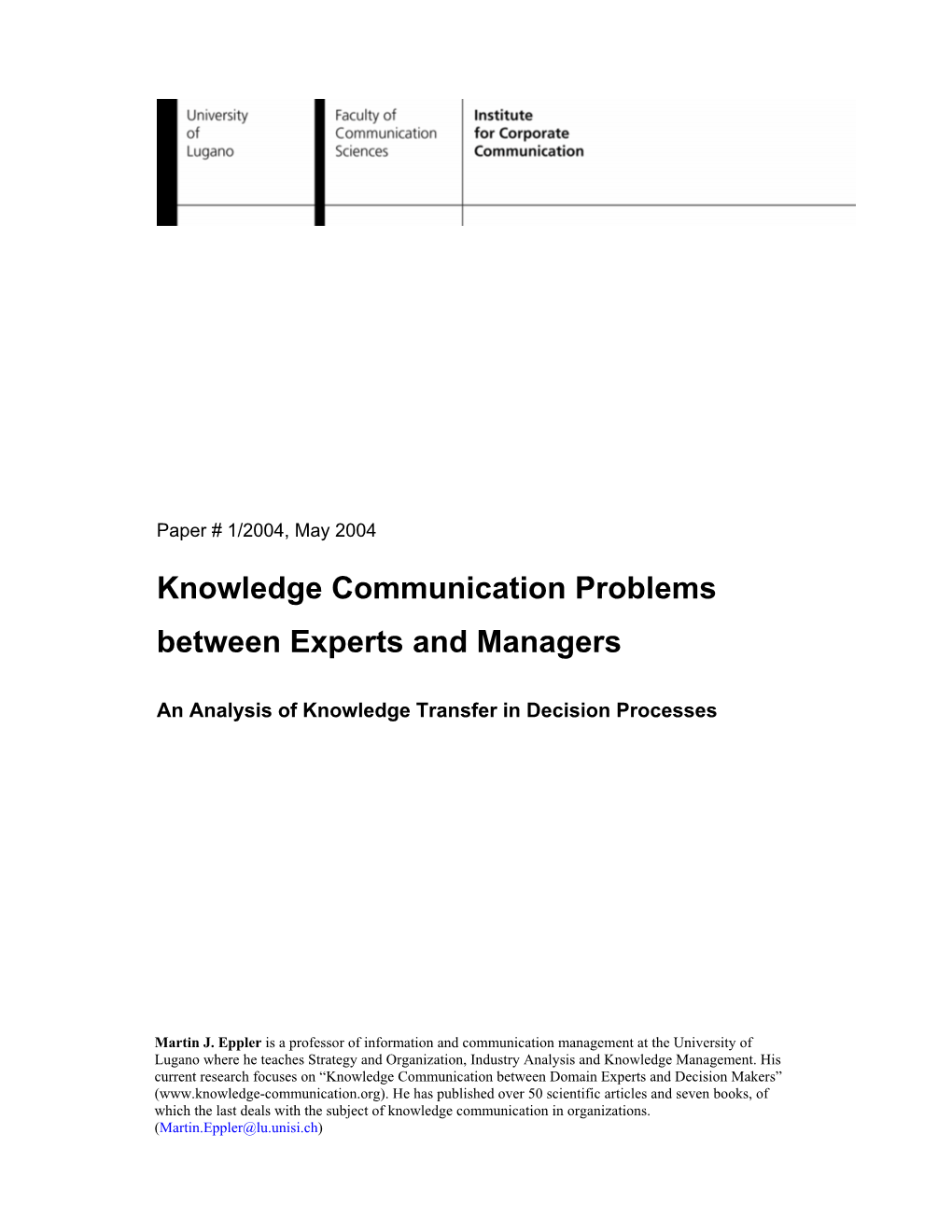 The Importance of Knowledge Communication in Management