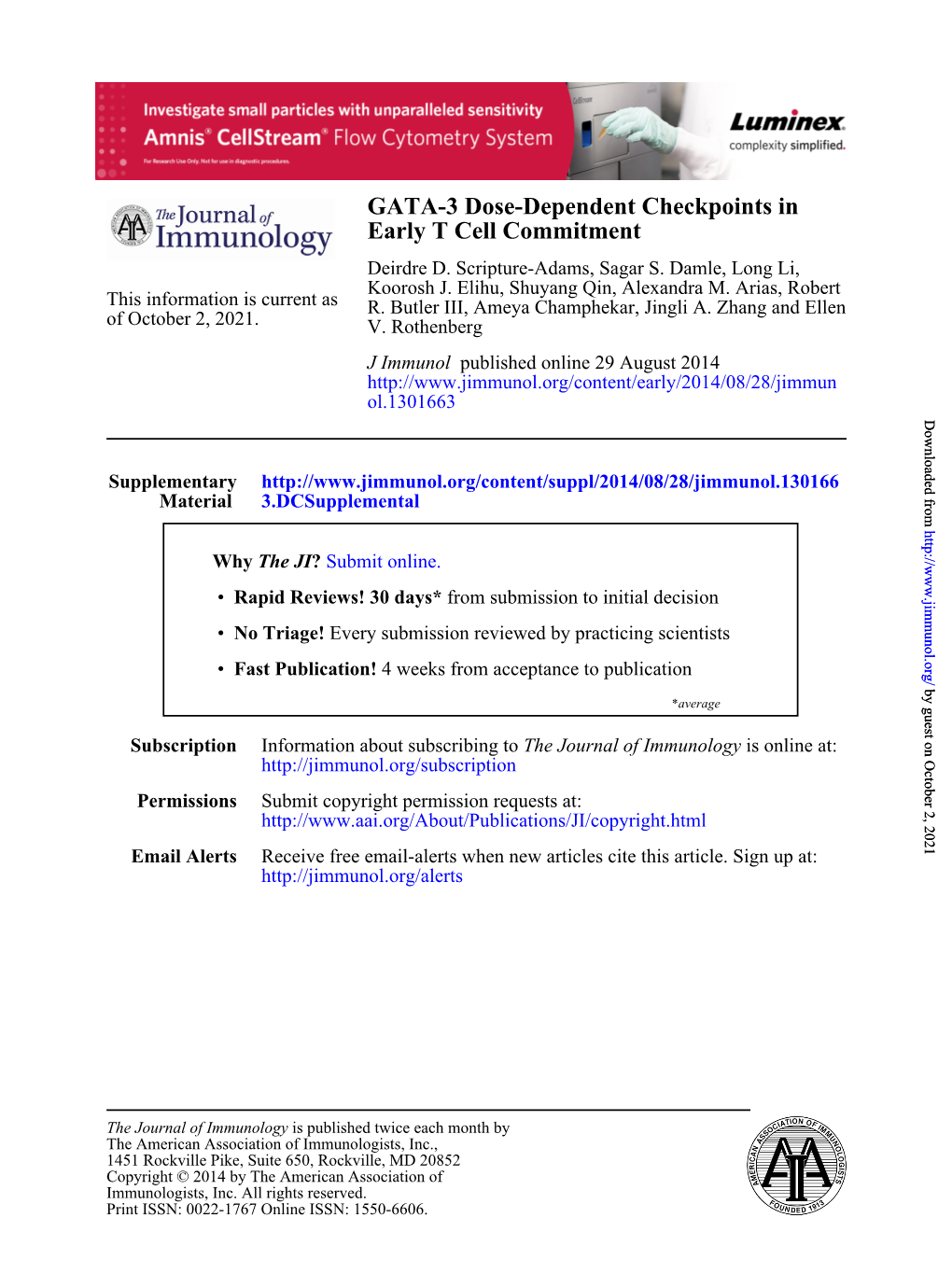 Early T Cell Commitment GATA-3 Dose-Dependent Checkpoints In