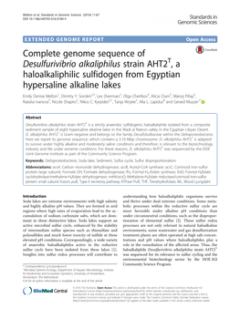 Complete Genome Sequence of Desulfurivibrio Alkaliphilus Strain