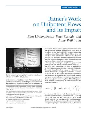 Ratner's Work on Unipotent Flows and Impact