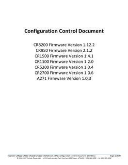 Configuration Control Document