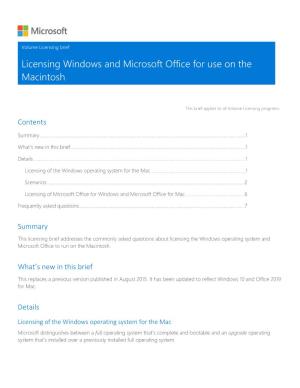 Licensing Windows and Microsoft Office for Use on the Macintosh